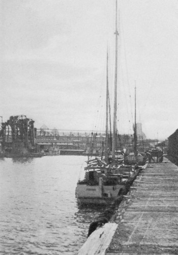Sailing vessels at the Montreal wharves