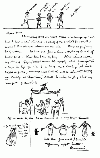 drawings and hand-written note.