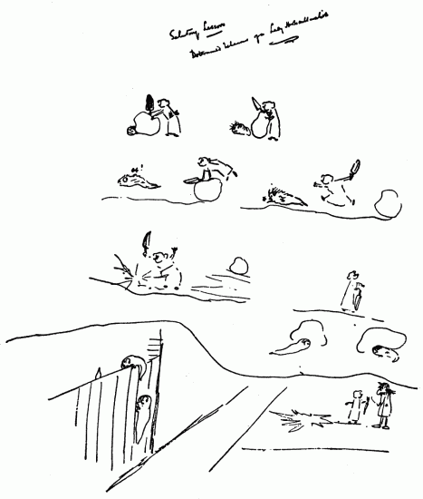 Hand-written note with drawing.