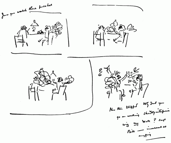 Hand-written note with drawings.