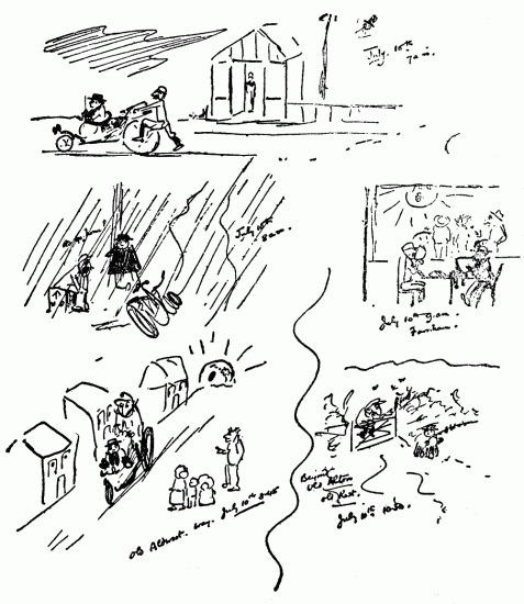 Hand-written note with drawings.