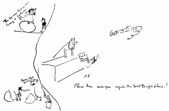 Drawings with writings by hand.