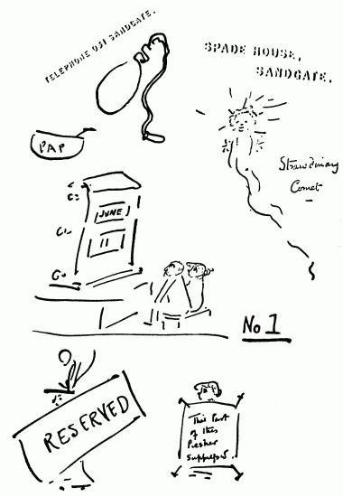 Drawings with writings by hand.