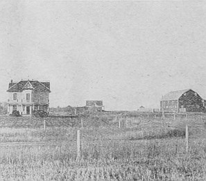 Beginning a home in the prairie—house and table "lands"
are built on cement foundation.
