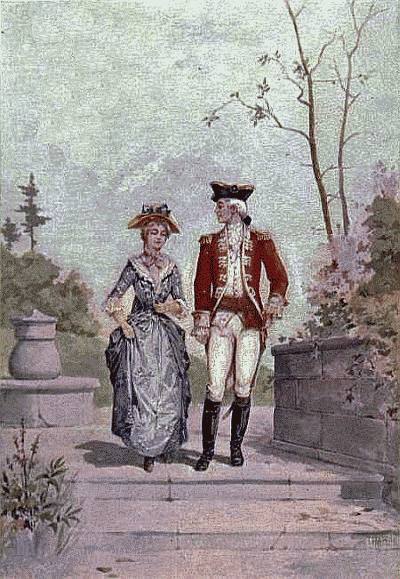 She was going down the steps with him