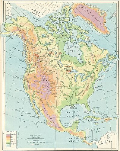 PHYSICAL MAP OF NORTH AMERICA