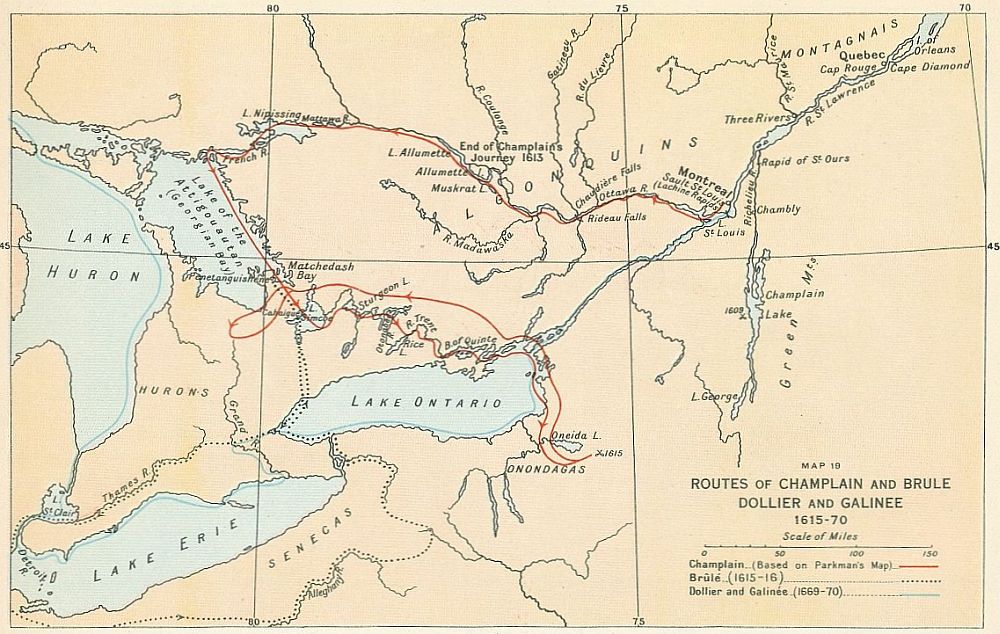 ROUTES OF CHAMPLAIN AND BRULE DOLLIER AND GALINEE