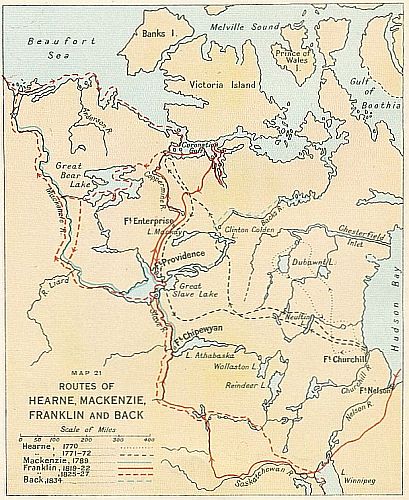 ROUTES OF HEARNE, MACKENZIE, FRANKLIN AND BACK