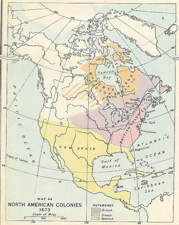 NORTH AMERICAN COLONIES 1673