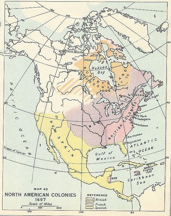 NORTH AMERICAN COLONIES 1697