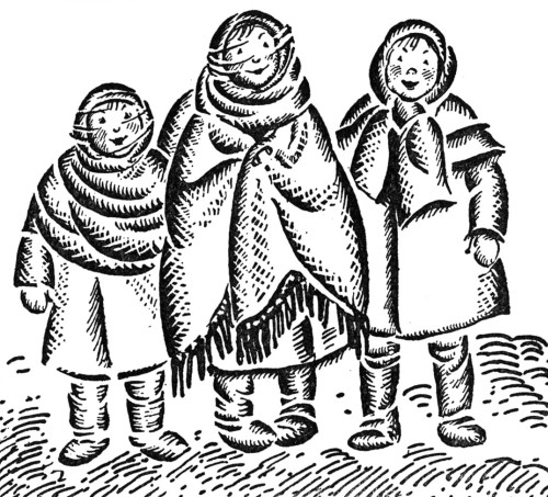 COATS AND MUFFLERS AND VEILS AND SHAWLS