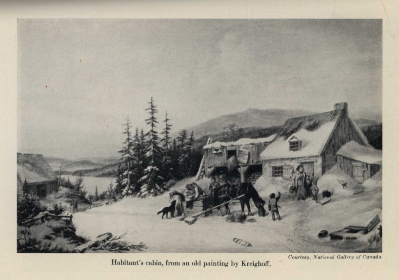 Habitant's cabin, from an old painting by Kreighoff.