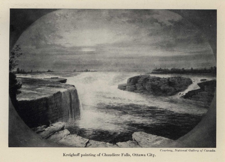 Kreighoff painting of Chaudière Falls, Ottawa City.