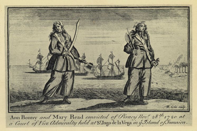 Ann Bonny and Mary Read convicted of Piracy, Nov. 28th, 1720, at a Court of Vice Admiralty held at St. Jago de la Vega in ye Island of Jamaica.