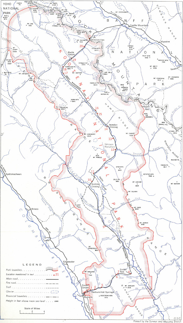 Map of Yoho National Park