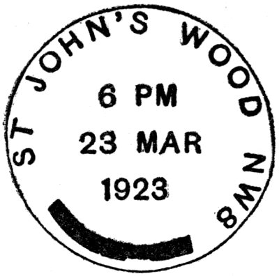 ST JOHN’S WOOD NW8, 6 PM 23 MAR 1923