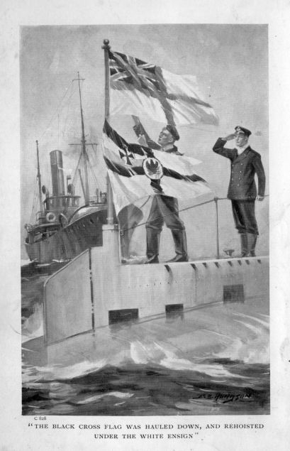 "THE BLACK CROSS FLAG WAS HAULED DOWN,   AND REHOISTED UNDER THE WHITE ENSIGN"