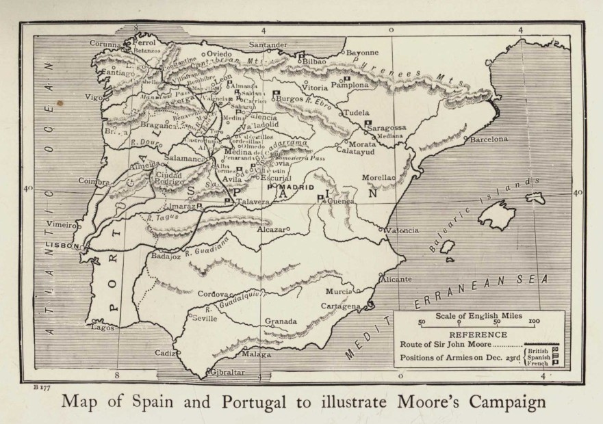 Map of Spain and Portugal to illustrate Moore's Campaign
