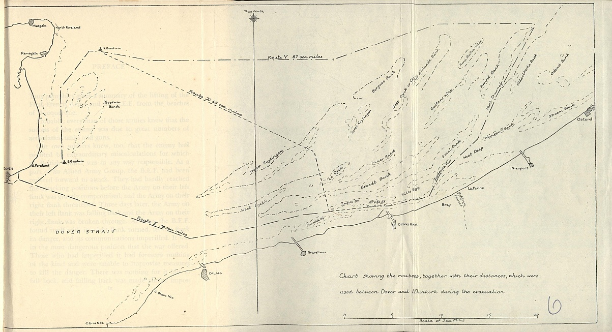 Routes between Dover and Dunquerque