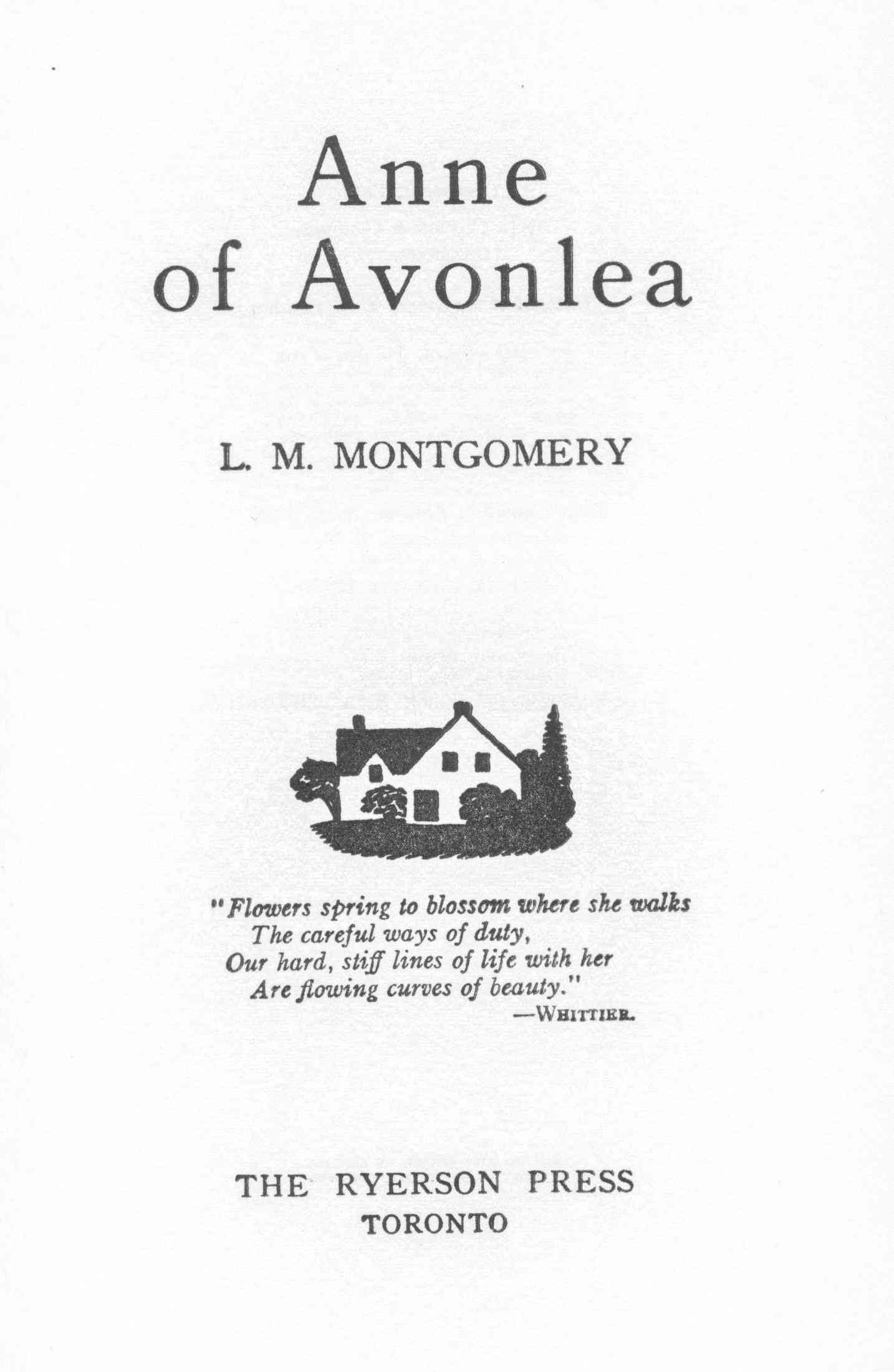 The Distributed Proofreaders Canada eBook of Anne of Avonlea by Lucy M.  Montgomery
