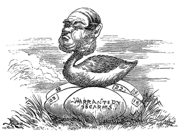 bird with man head sittng on eggs