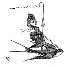 woman sitting on a bird