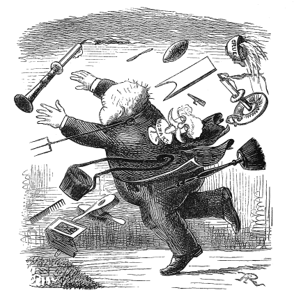 items flying around a man