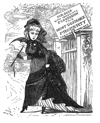 woman and for sale sign