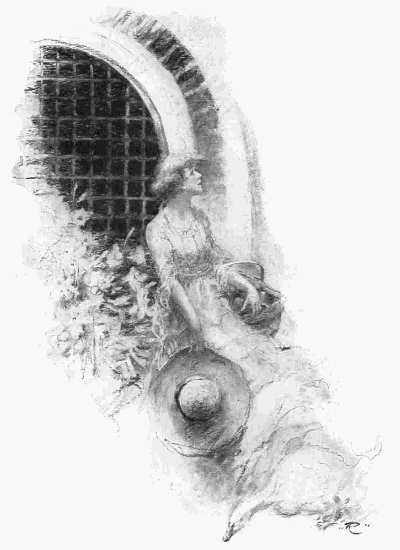 Woman sitting in garden.