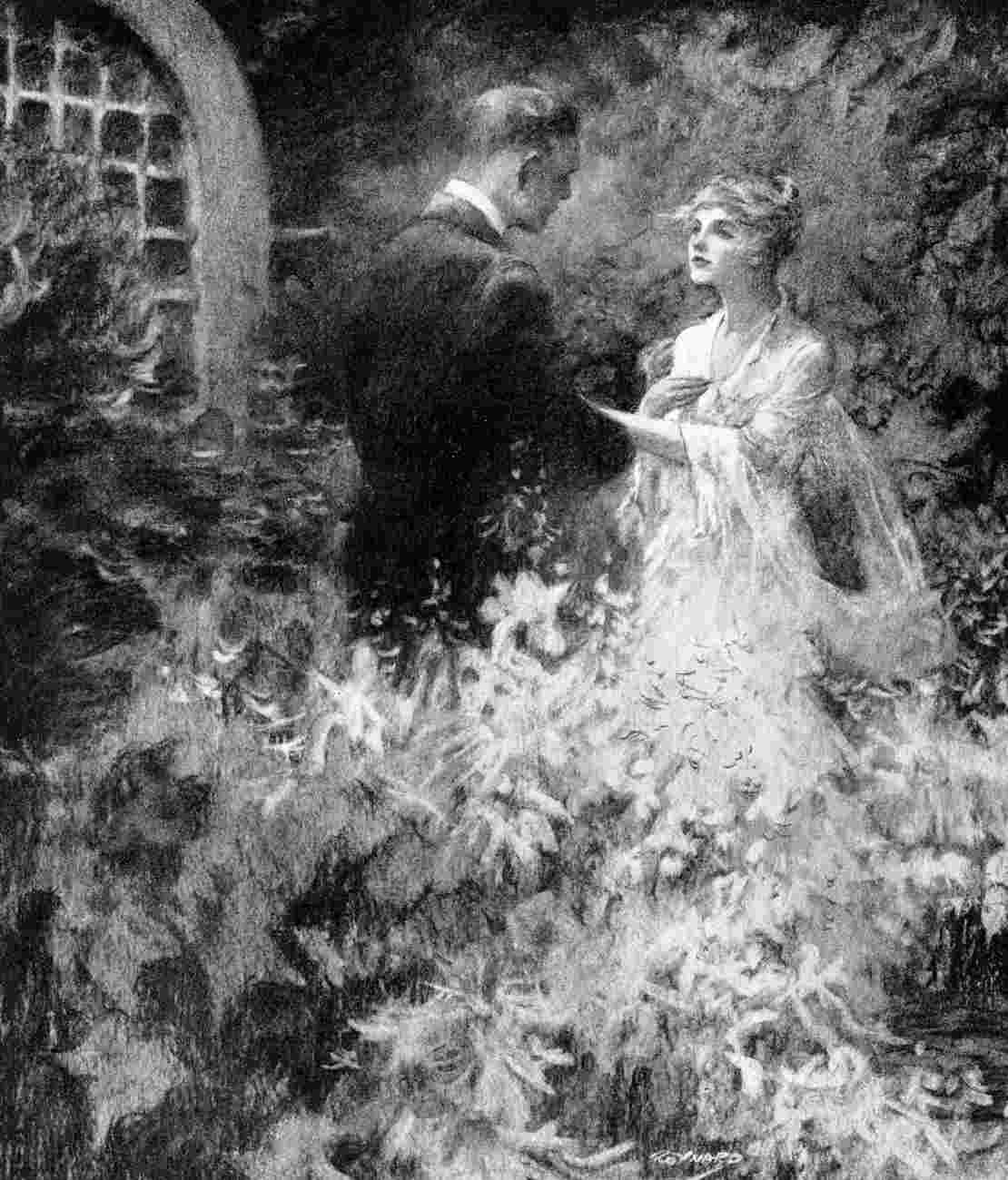 Man and woman stand in garden