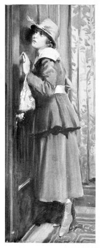 Woman leaning forward with her ear listening at the door