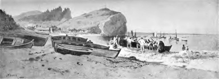 fishermen hauling boats onshore