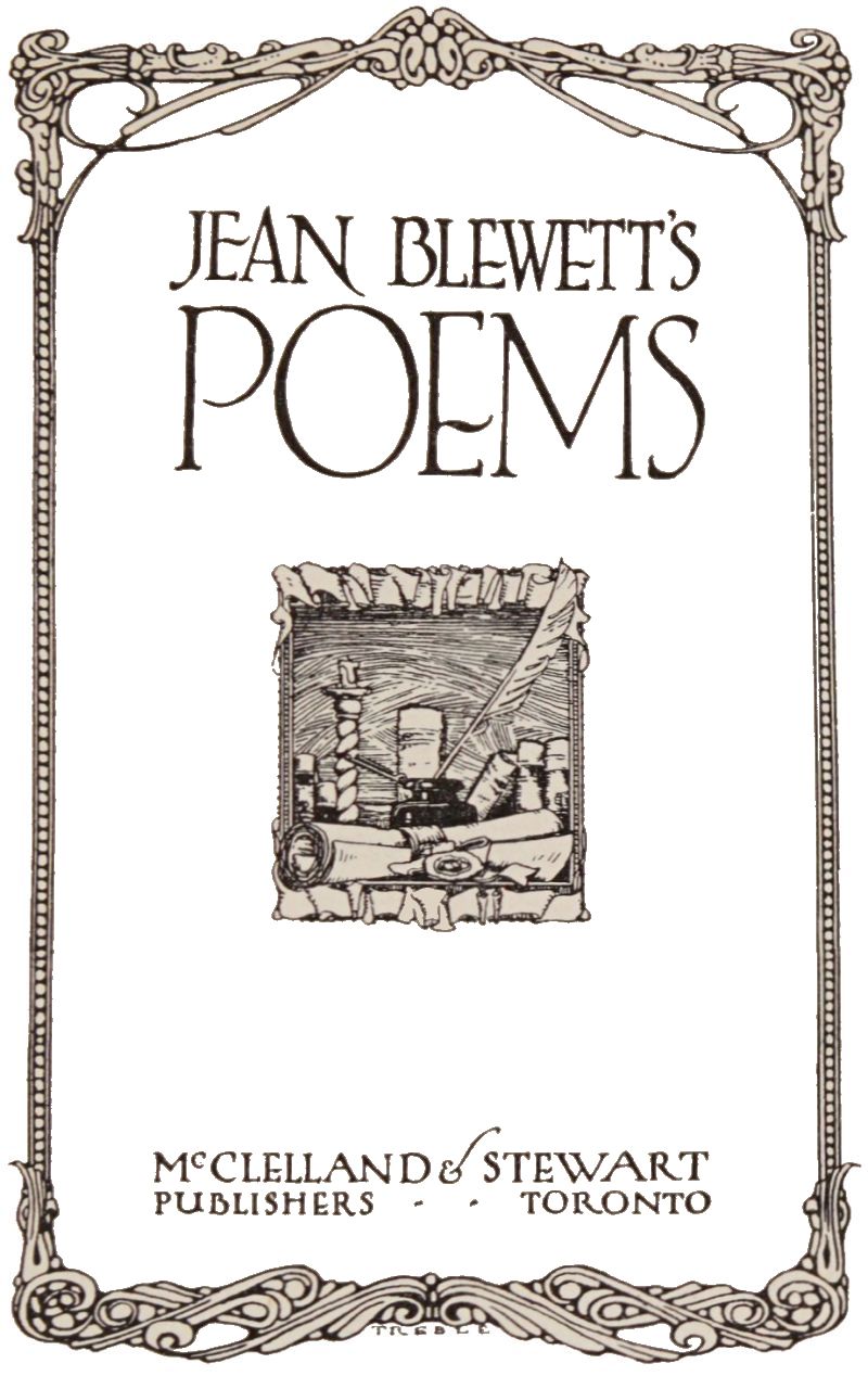 title page for Jean Blewett Poems, McClelland and Stewart Publishers, Toronto