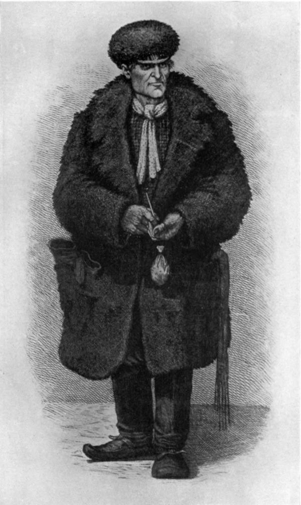 sketch of man in fur coat and hat