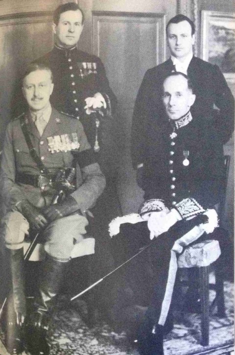 The High Commissioner with senior members of his staff Major-General Georges Vanier, Mr. Lester Pearson and Mr. Ross McLean. London, 1936