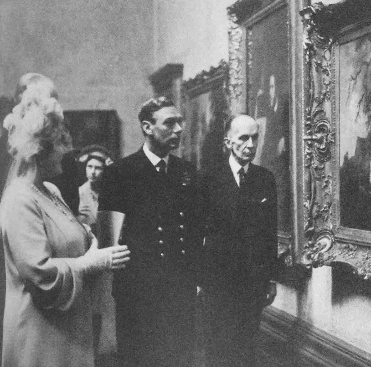 The King and Queen with the High Commissioner at the reopening of the National Gallery, London, 1946