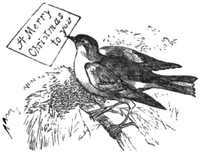 a bird with a card in its mouth which says A Merry Christmans to You