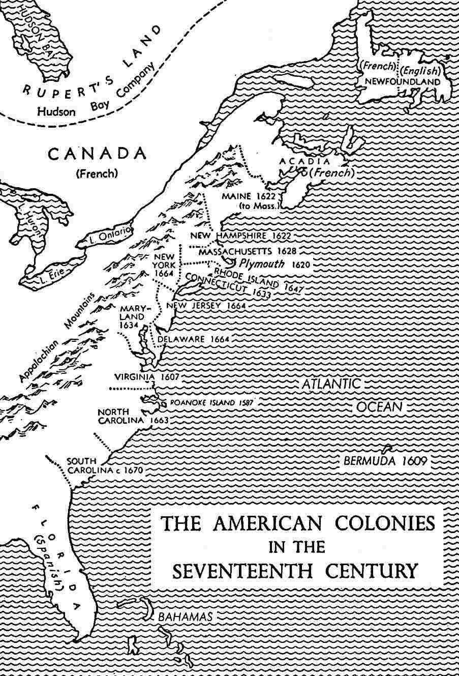 The American colonies in the 17th century