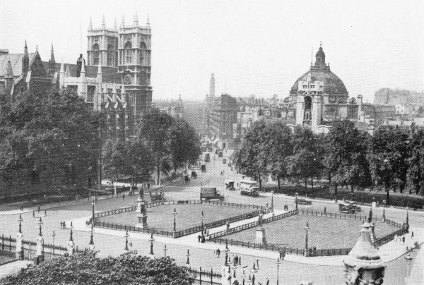 looking down on 1930’s Parliament Square in London