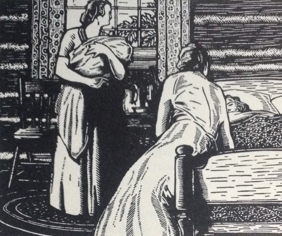 Women comforting person in bed