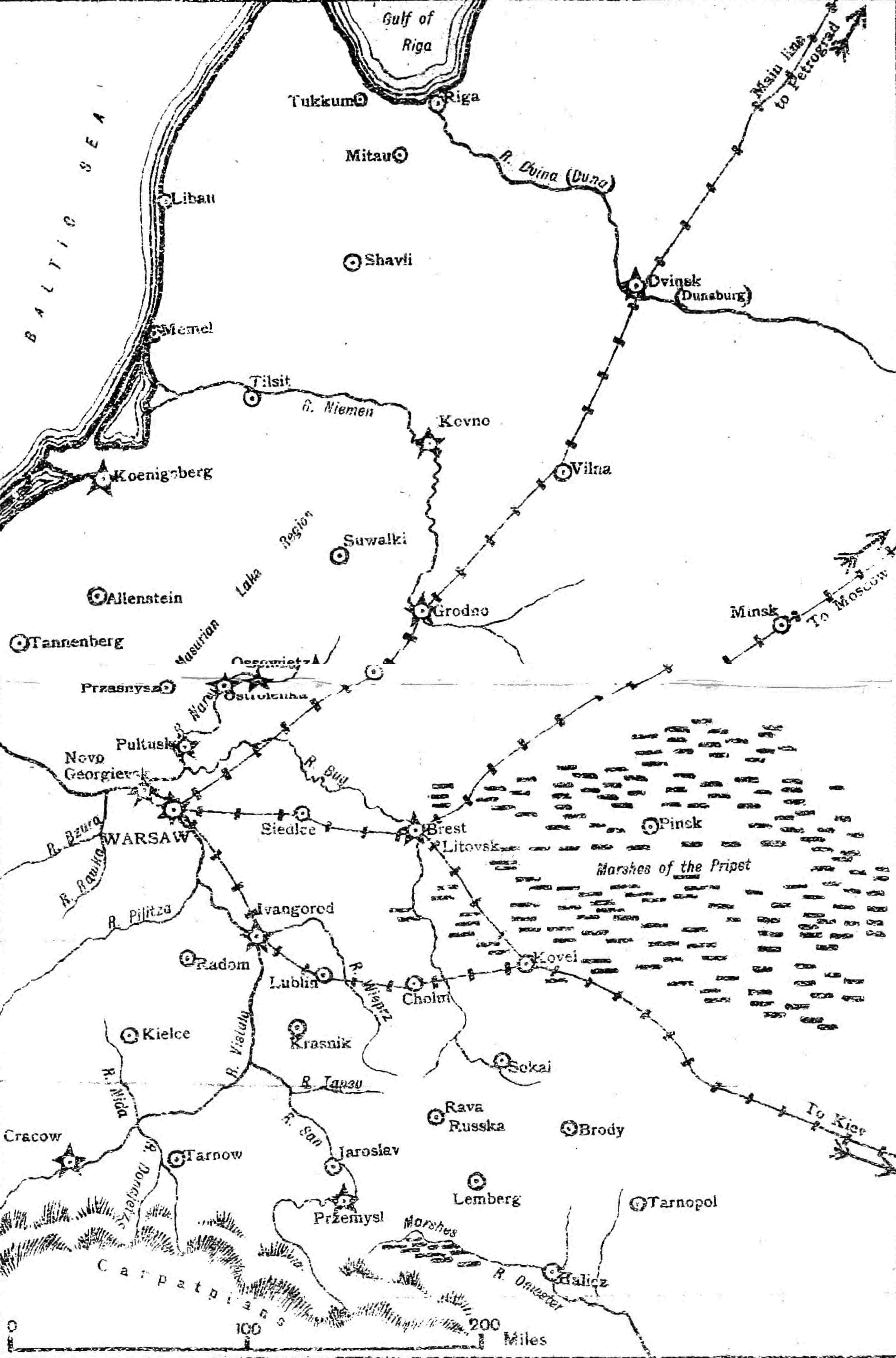 Area of Eastern Front in World War I