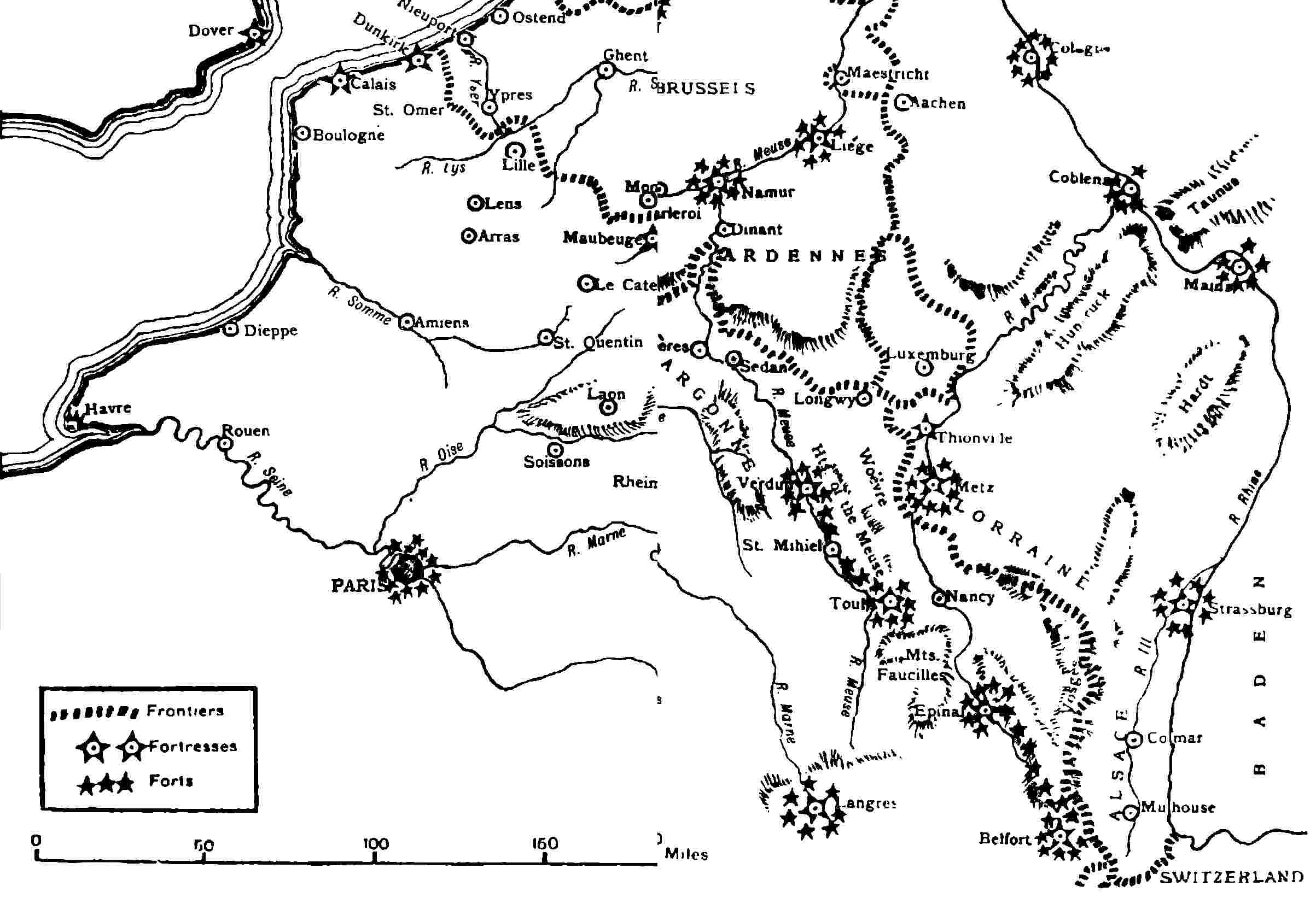 Area of Western Front in World War I