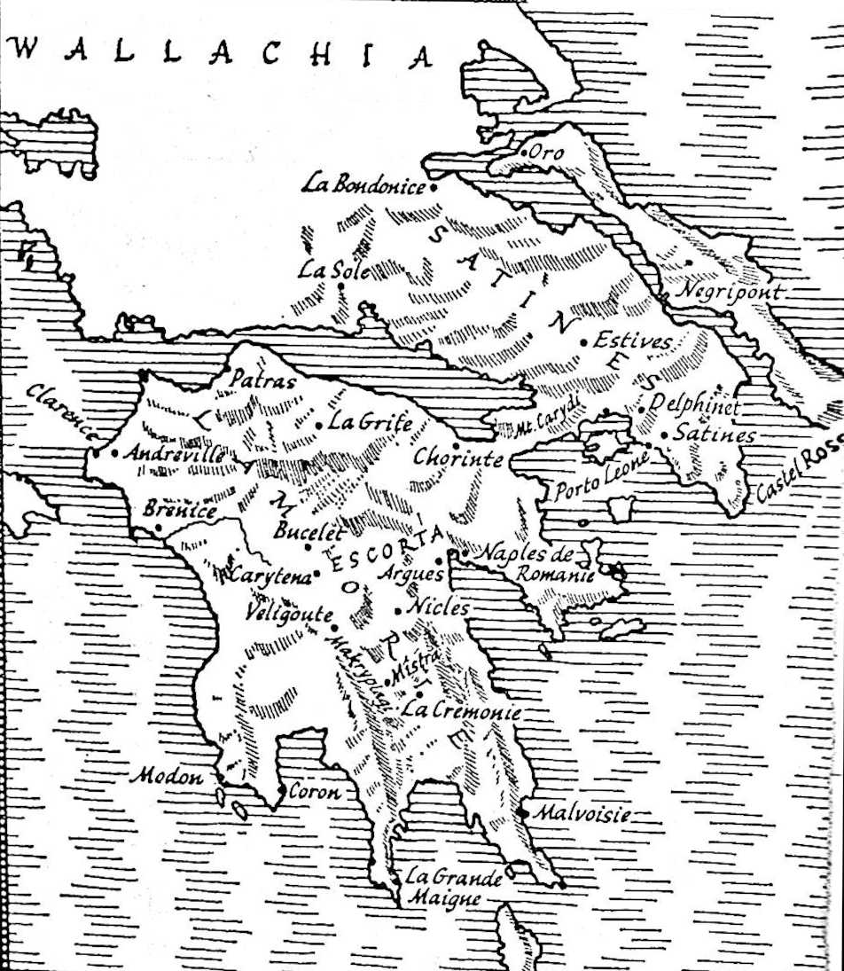 Map of Crusader Greece, c. 1200 A.D.
