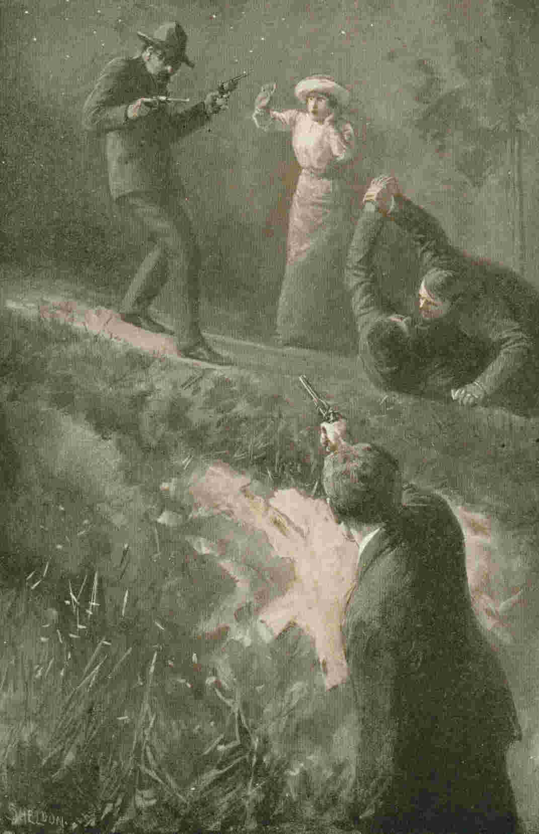 Men in a fight with guns