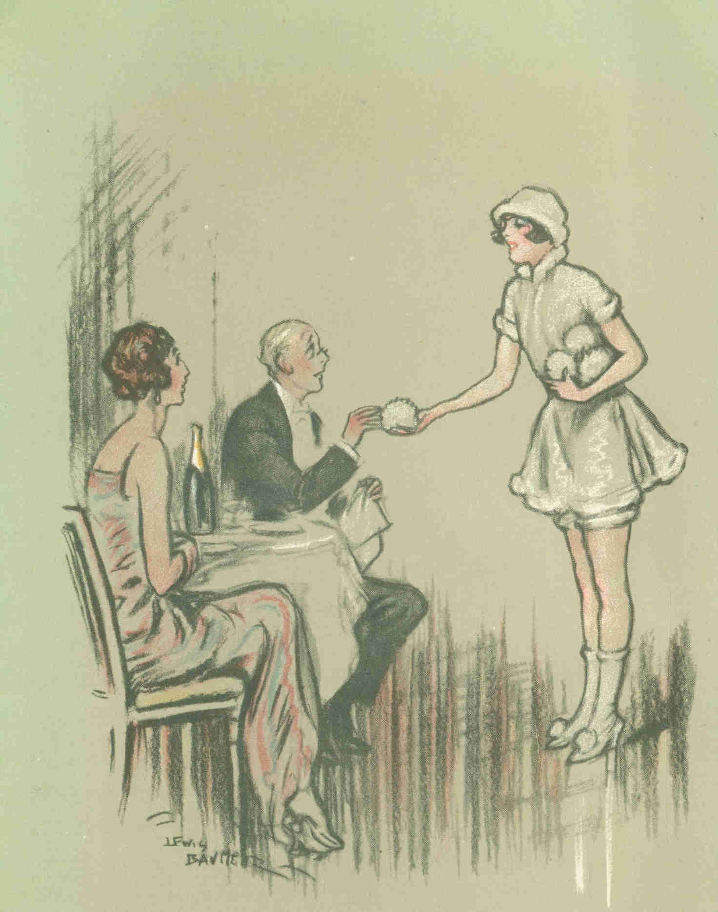 Young woman hands out snowballs