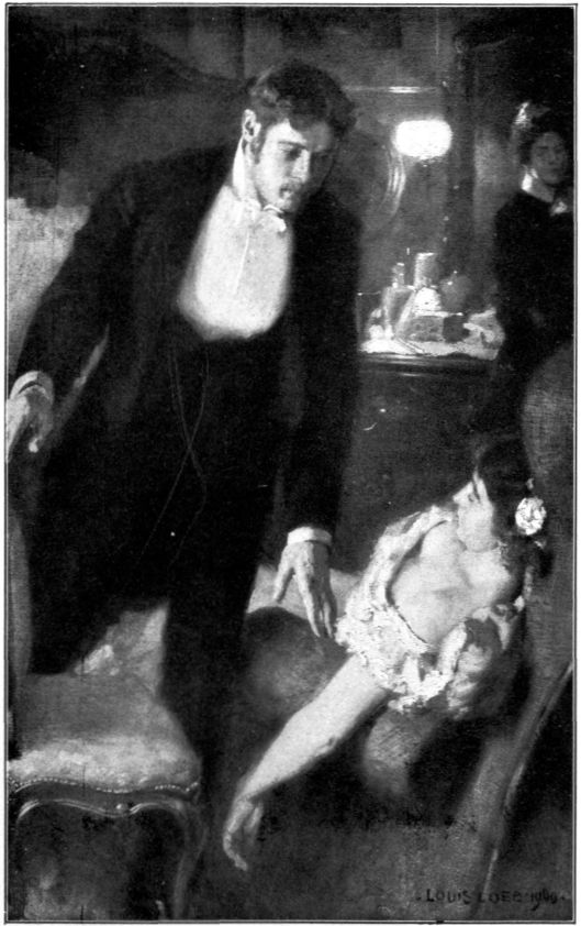 a man stands over a lady slouched in a chair