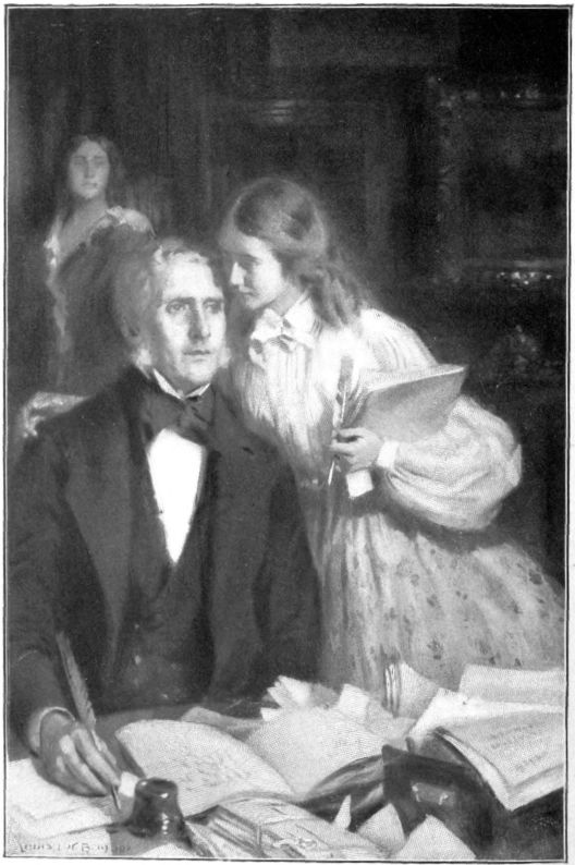 a girl with her father, and her mother behind