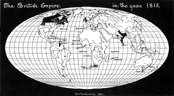 Map showing the British Empire in 1815.