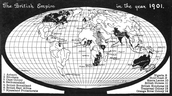 Map of the British Empire in the year 1901.