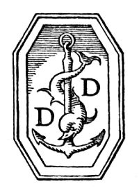 a fish winding around an anchor with the initials D D on either side